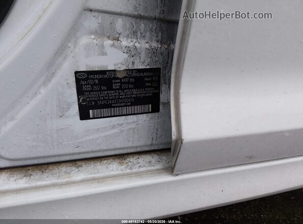 5NPE24AF1JH700415 2018 HYUNDAI SONATA White Vista del compartimento del motor