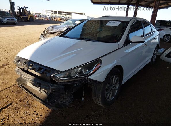 5NPE24AF2KH787100 2019 HYUNDAI SONATA White Առջևի ձախ երեք քառորդ տեսարան