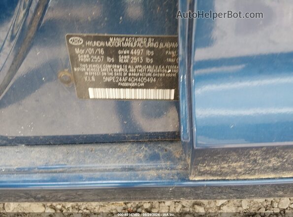5NPE24AF4GH405494 2016 HYUNDAI SONATA Blue 