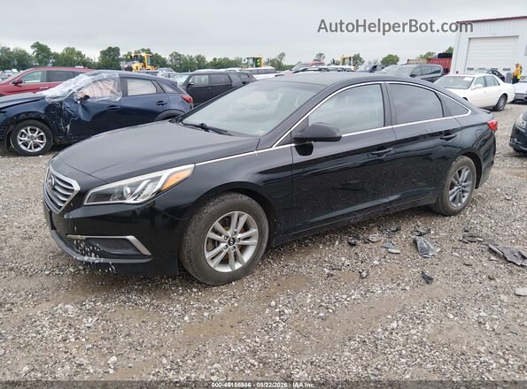 5NPE24AF4GH421131 2016 HYUNDAI SONATA Black Առջևի ձախ երեք քառորդ տեսարան