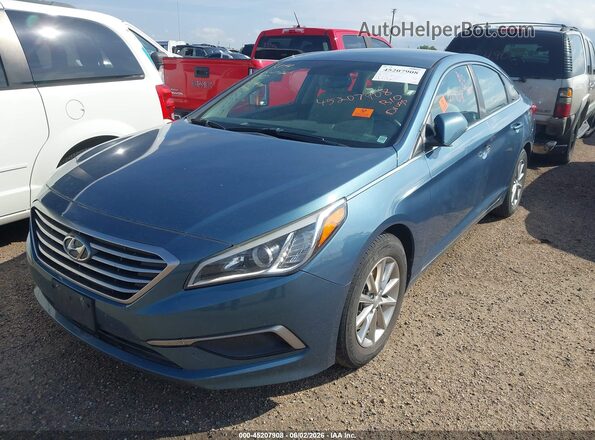 5NPE24AF6GH359733 2016 HYUNDAI SONATA Blue Առջևի ձախ երեք քառորդ տեսարան