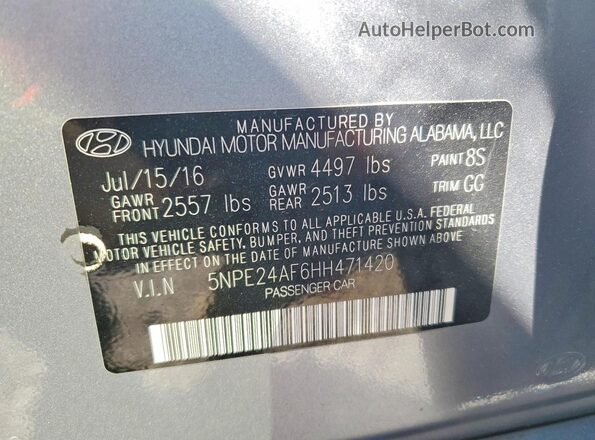 5NPE24AF6HH471420 2017 HYUNDAI SONATA Silver 