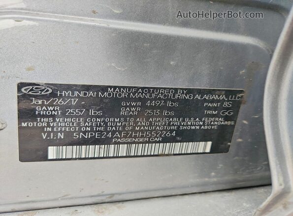 5NPE24AF7HH552264 2017 HYUNDAI SONATA Silver 