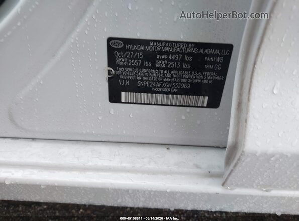 5NPE24AFXGH332969 2016 HYUNDAI SONATA Белый Вид подкапотного пространства