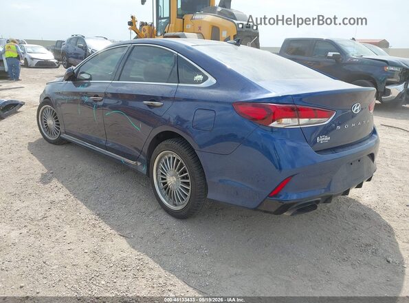 5NPE34AB3JH716335 2018 HYUNDAI SONATA Blue Trasero izquierdo