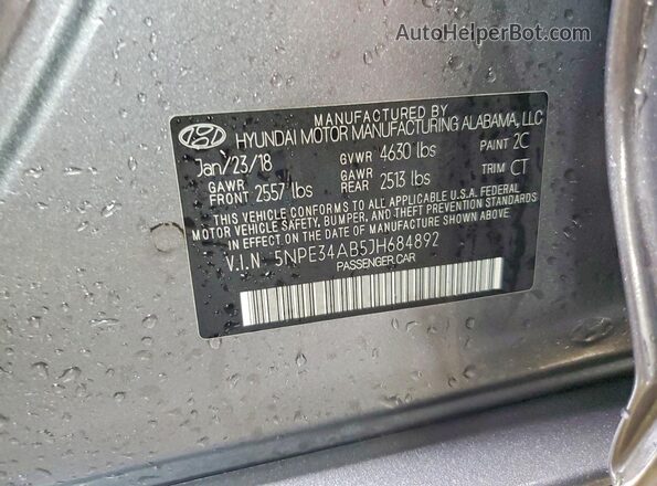 5NPE34AB5JH684892 2018 HYUNDAI SONATA Gray 
