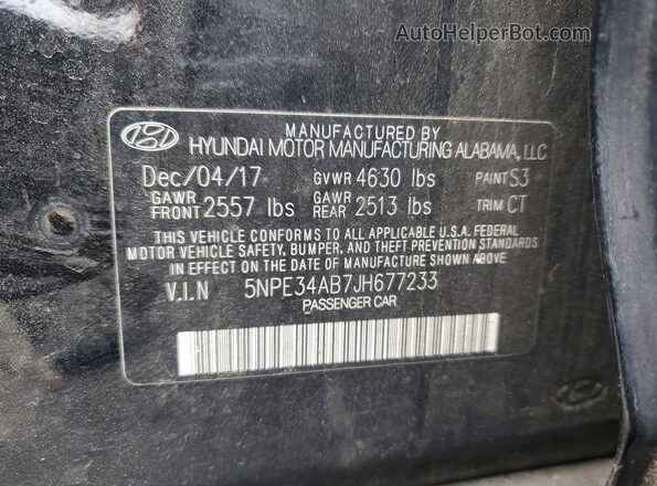5NPE34AB7JH677233 2018 HYUNDAI SONATA Black 