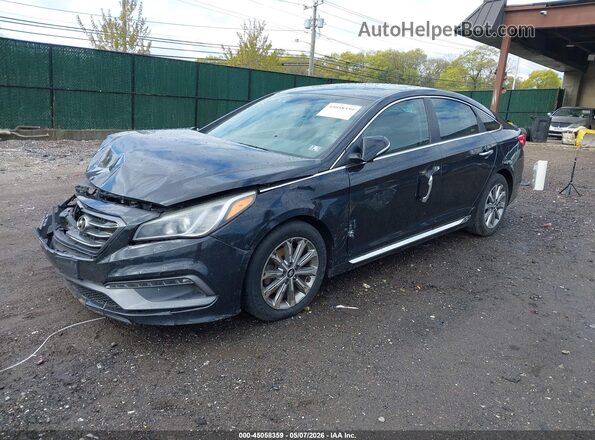5NPE34AF2GH329464 2016 HYUNDAI SONATA Black წინა მარცხენა ხედი სამი მეოთხედიდან