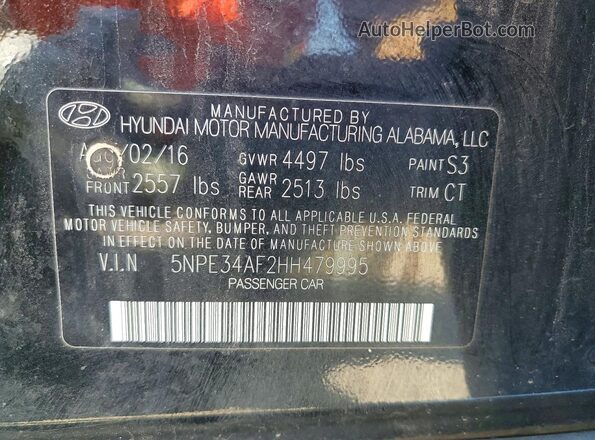 5NPE34AF2HH479995 2017 HYUNDAI SONATA Black 