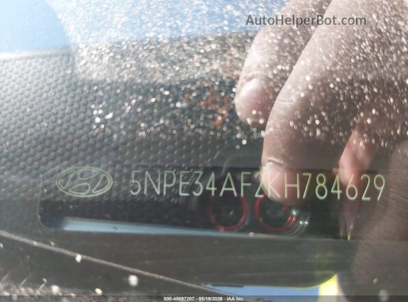 5NPE34AF2KH784629 2019 HYUNDAI SONATA Red ძრავის განყოფილების ხედი