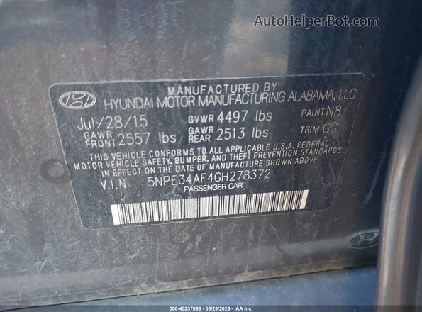 5NPE34AF4GH278372 2016 HYUNDAI SONATA Brown Շարժիչի բաժամունքի տեսք