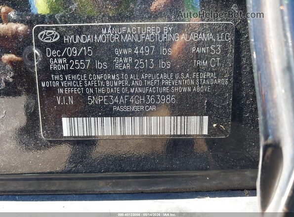 5NPE34AF4GH363986 2016 HYUNDAI SONATA Blue Widok komory silnika