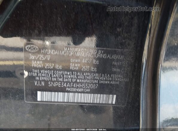 5NPE34AF4HH552087 2017 HYUNDAI SONATA Черный 