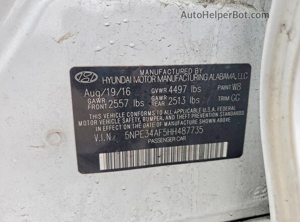 5NPE34AF5HH487735 2017 HYUNDAI SONATA White 