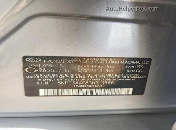 5NPE34AF8GH319666 2016 HYUNDAI SONATA Gray 