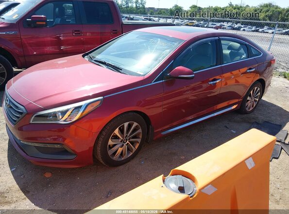5NPE34AF8GH412395 2016 HYUNDAI SONATA Red Առջևի ձախ երեք քառորդ տեսարան