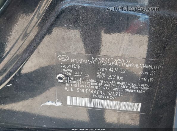 5NPE34AF8JH660234 2018 HYUNDAI SONATA Черный Вид подкапотного пространства