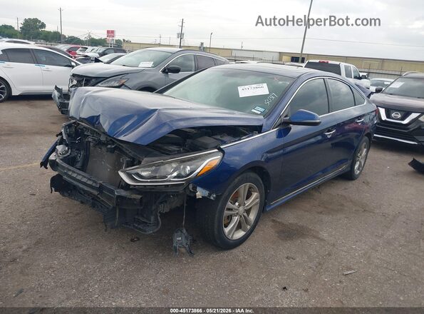 5NPE34AF9JH682646 2018 HYUNDAI SONATA Blue Front left