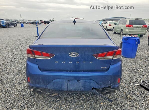 5NPE34AF9JH722787 2018 HYUNDAI SONATA Blue Вид ззаду