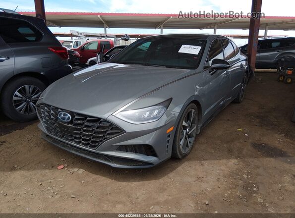 5NPEJ4J2XMH081205 2021 HYUNDAI SONATA Gray Առջևի ձախ երեք քառորդ տեսարան