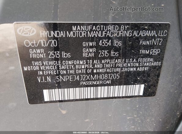 5NPEJ4J2XMH081205 2021 HYUNDAI SONATA Gray Շարժիչի բաժամունքի տեսք