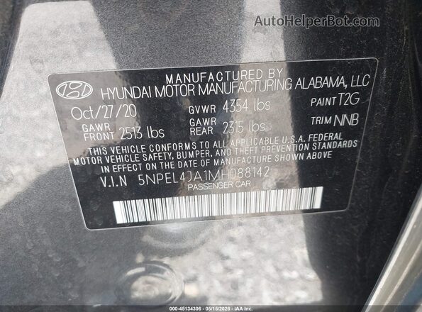 5NPEL4JA1MH088142 2021 HYUNDAI SONATA Серый Вид подкапотного пространства