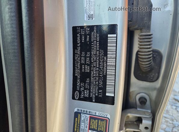 5NPLL4AG4MH012507 2021 HYUNDAI ELANTRA Silver VIN sticker view