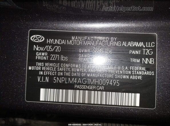 5NPLM4AG1MH009495 2021 HYUNDAI ELANTRA Gray Вид підкапотного простору