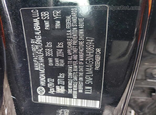 5NPLM4AG3NH085947 2022 HYUNDAI ELANTRA Black 