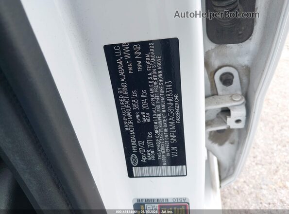 5NPLM4AG8NH083143 2022 HYUNDAI ELANTRA Белый Вид подкапотного пространства