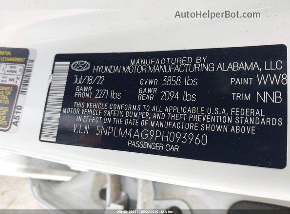 5NPLM4AG9PH093960 2023 HYUNDAI ELANTRA White Շարժիչի բաժամունքի տեսք