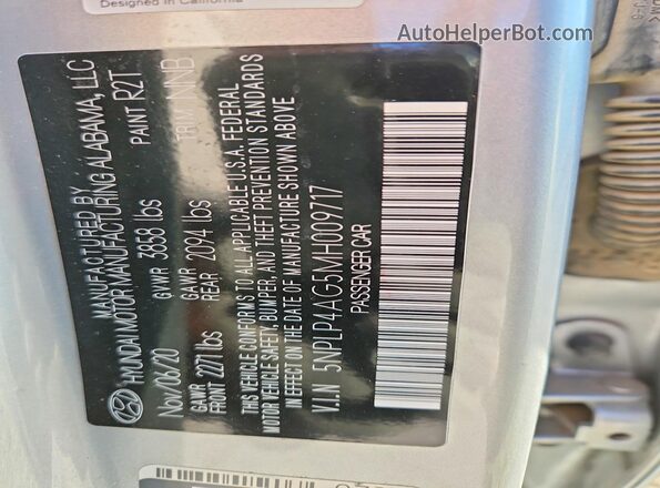 5NPLP4AG5MH009717 2021 HYUNDAI ELANTRA Silver 