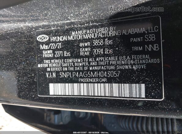 5NPLP4AG5MH043057 2021 HYUNDAI ELANTRA Black 