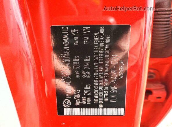 5NPLP4AG9PH117424 2023 HYUNDAI ELANTRA Красный 