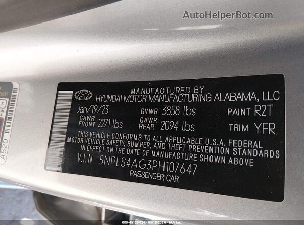5NPLS4AG3PH107647 2023 HYUNDAI ELANTRA Silver Вид підкапотного простору