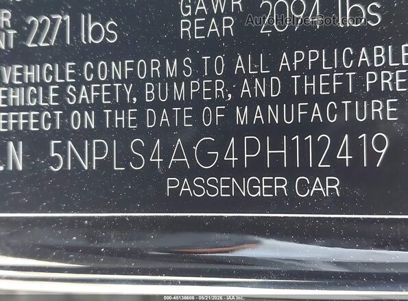 5NPLS4AG4PH112419 2023 HYUNDAI ELANTRA Black Շարժիչի բաժամունքի տեսք