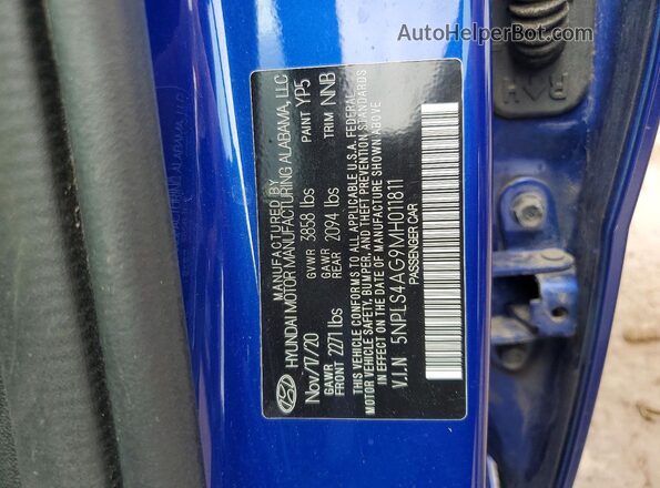 5NPLS4AG9MH011811 2021 HYUNDAI ELANTRA Blue 