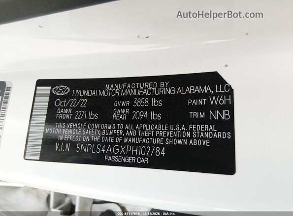 5NPLS4AGXPH102784 2023 HYUNDAI ELANTRA White Շարժիչի բաժամունքի տեսք