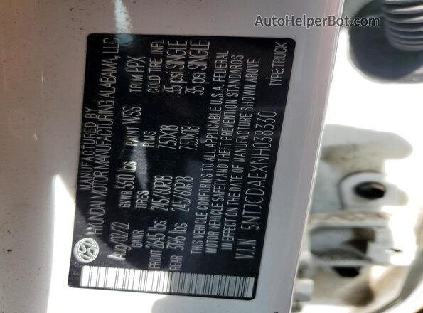 5NTJCDAEXNH038330 2022 HYUNDAI SANTA White 