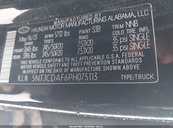 5NTJCDAF6PH075113 2023 HYUNDAI SANTA CRUZ Black Engine compartment view