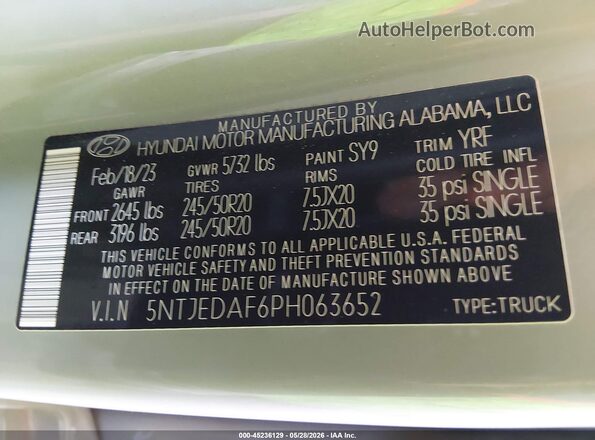 5NTJEDAF6PH063652 2023 HYUNDAI SANTA CRUZ Green Engine compartment view