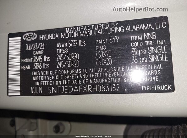 5NTJEDAFXRH083132 2024 HYUNDAI SANTA CRUZ Green 