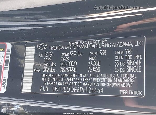 5NTJEDDF6RH124464 2024 HYUNDAI SANTA CRUZ Black 