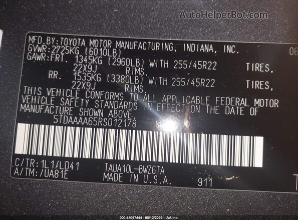 5TDAAAA65RS012178 2024 LEXUS TX 350 Gray Вид підкапотного простору