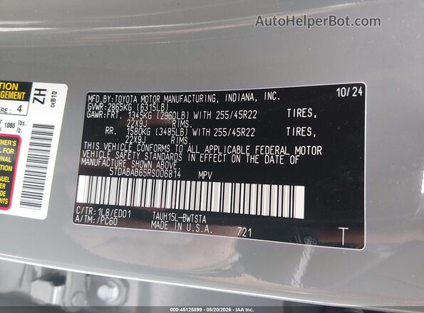 5TDABAB65RS006814 2024 LEXUS TX 500H Gray Widok komory silnika