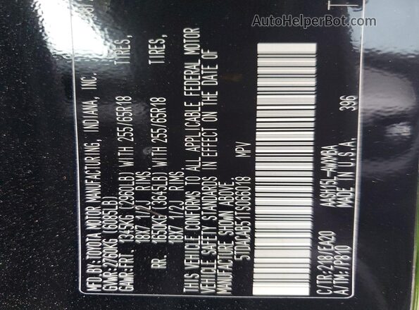 5TDACAB51TS066018 2026 TOYOTA GRAND Black VIN կոդի պիտակի տեսք