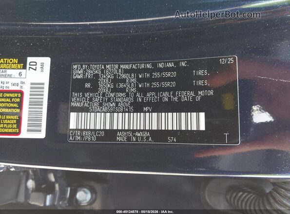 5TDACAB59TS081415 2026 TOYOTA GRAND HIGHLANDER HYBRID Dark Blue Widok komory silnika