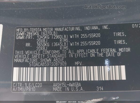 5TDACAB59TS087909 2026 TOYOTA GRAND HIGHLANDER HYBRID Gray Engine compartment view