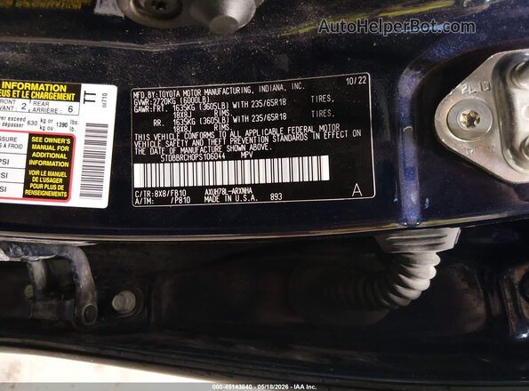 5TDBBRCH0PS106044 2023 TOYOTA HIGHLANDER Blue Вид підкапотного простору