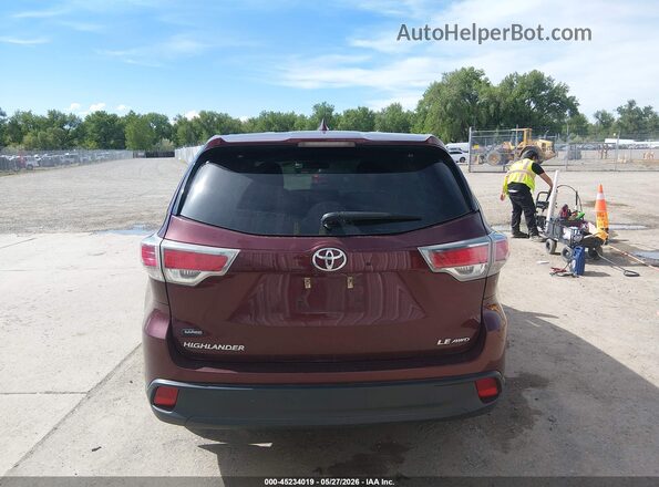 5TDBKRFH0GS270728 2016 TOYOTA HIGHLANDER Maroon 